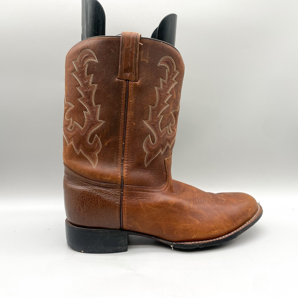 Double H Mens 11 E Western Cowboy Boots Brown Leather Work Rugged Rustic Ranch